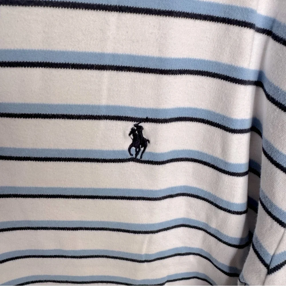 Ralph Lauren White and Blue Striped Polo Shirt